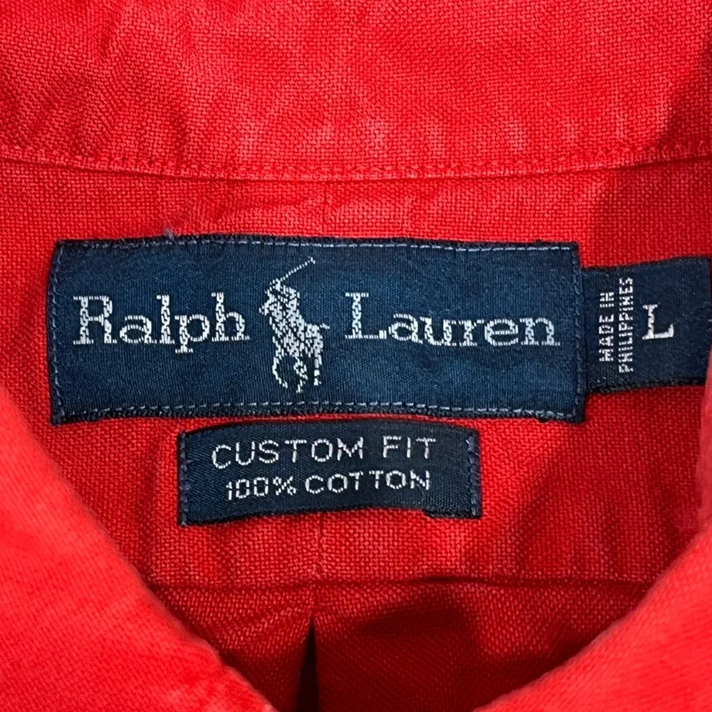 Polo Ralph Lauren Mens Custom Fit Red Cotton Button Down Shirt Large *READ